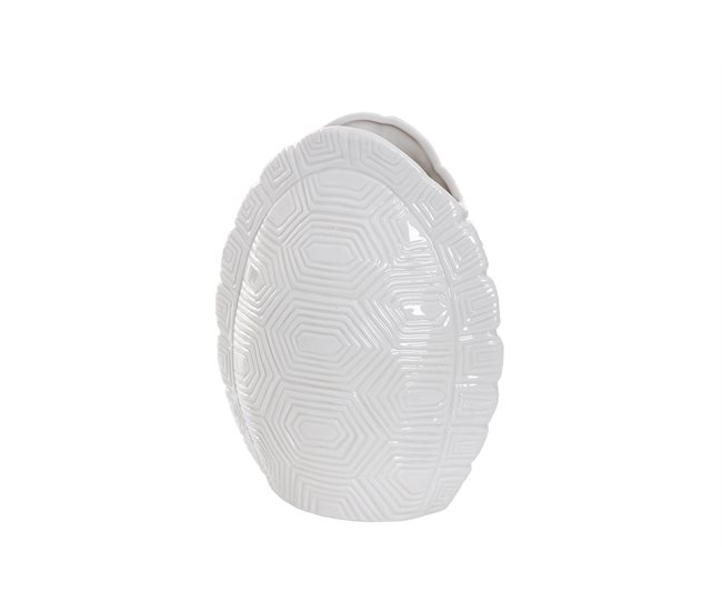 Conforama Florero Tortuga Porcelana Blanco 17x11x21 Cm