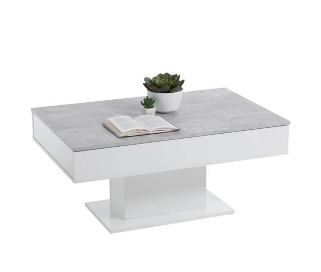Conforama FMD Mesa De Centro Gris Hormigón Y Blanco