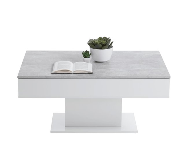 Conforama FMD Mesa De Centro Gris Hormigón Y Blanco