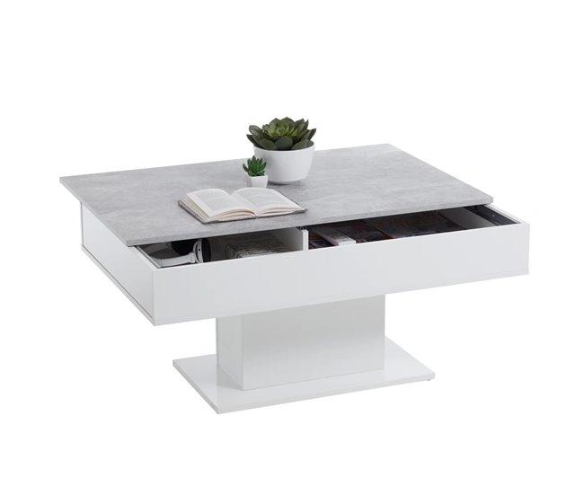 Conforama FMD Mesa De Centro Gris Hormigón Y Blanco