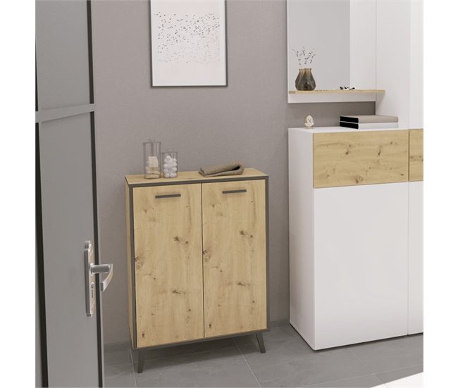 Conforama FMD Mueble Zapatero 5 Compartimentos Roble Artesanal 68 5x33x93 5 Cm
