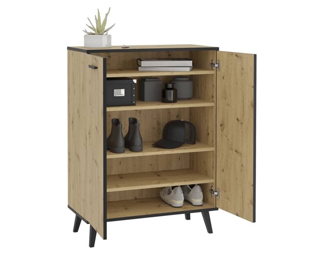 Conforama FMD Mueble Zapatero 5 Compartimentos Roble Artesanal 68 5x33x93 5 Cm