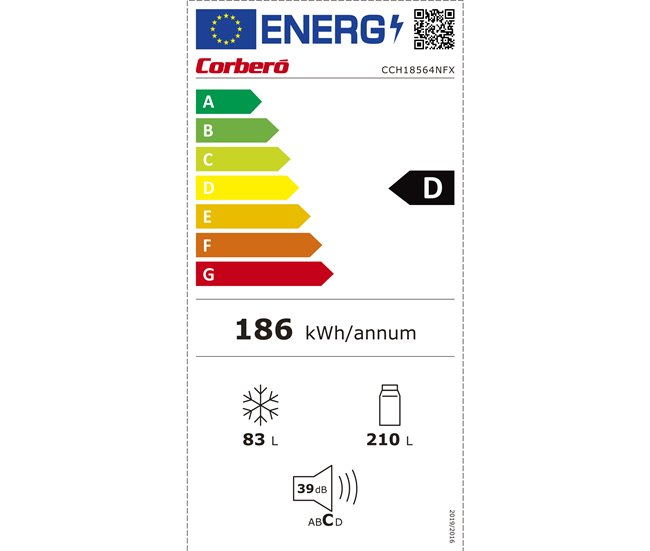 Conforama Frigorífico Combi 1 86M 293L No Frost Inox CORBERÓ CCH18564NFX