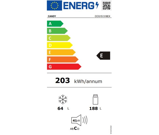 Conforama Frigorífico Combi 179 4M 252L Inox CANDY CCG1S 518EX