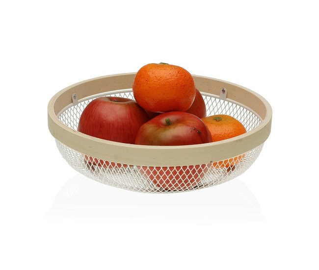 Conforama Frutero Versa Blanco Metal Madera (25 X 7 X 25 Cm)
