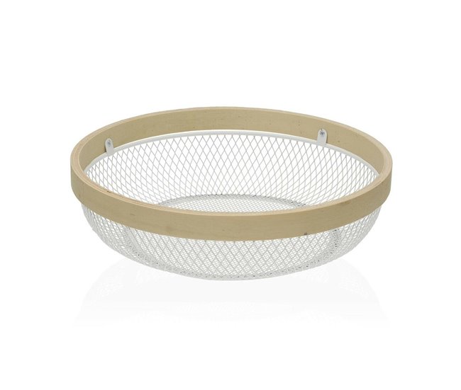 Conforama Frutero Versa Blanco Metal Madera (25 x 7 x 25 cm)