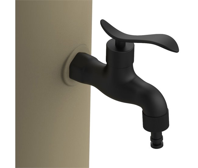 Conforama Fuente Y Cubo De Exterior De Tórtola Con 5 Litros De Capacidad Recogedor De Hojas De Aluminio Doble Conexión De Agua En El Lateral Y En El Fondo Fabricado En Polietileno De Alta Resistencia Grifo De Aleación Metáli