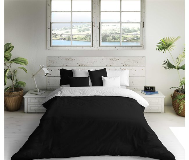 Conforama FUNDA NORDICA BICOLOR REVERSIBLE BLANCO / NEGRO CAMA 90