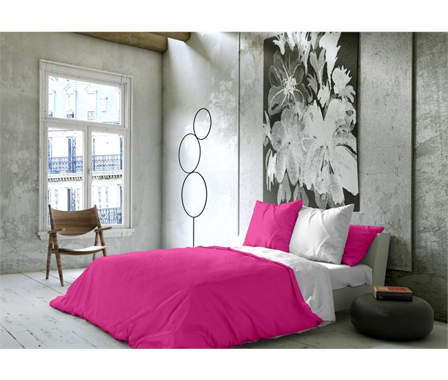 Conforama FUNDA NORDICA BICOLOR REVERSIBLE FUCSIA 43 / BLANCO CAMA 90