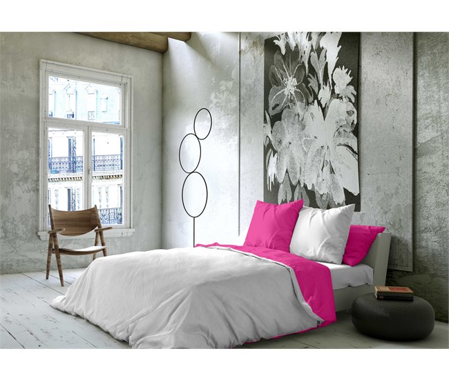 Conforama FUNDA NORDICA BICOLOR REVERSIBLE FUCSIA 43 / BLANCO CAMA 90