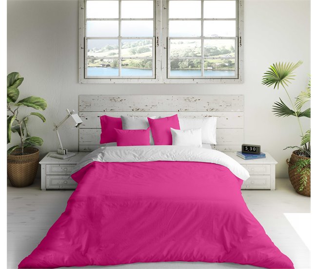 Conforama FUNDA NORDICA BICOLOR REVERSIBLE FUCSIA 43 / BLANCO CAMA 90