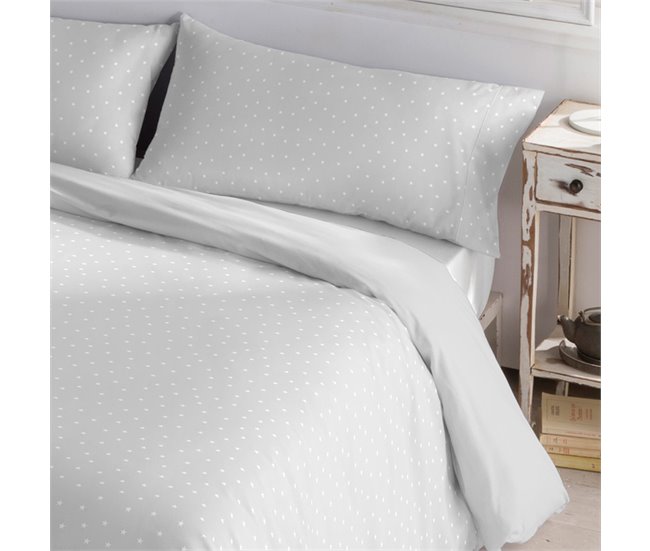 Conforama Funda Nórdica Reversible De 50% Poliéster - 50% Algodón. Con Estampación De Estrellas. Plata 150x220cm