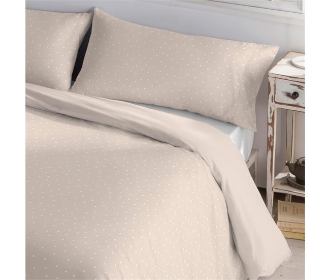 Conforama Funda Nórdica Reversible De 50% Poliéster - 50% Algodón. Con Estampación De Topos. Lino 260x240cm