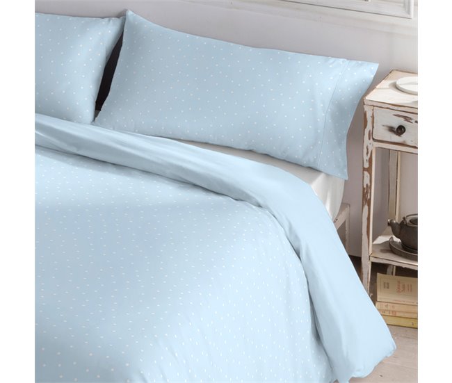 Conforama Funda Nórdica Reversible De 50% Poliéster - 50% Algodón. Con Estampación De Topos. Azul 150x220cm