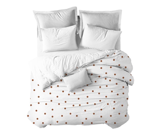 Conforama Funda nórdica Topos Marrón Topos - Blanco - Cama90 (160X270)