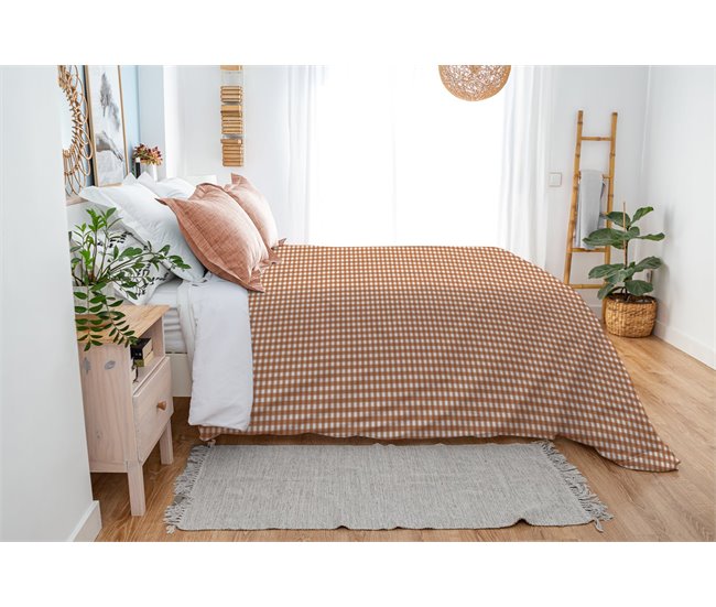 Conforama Funda Nórdica Vichy Vichy - Marrón - Cama150 (240X270)