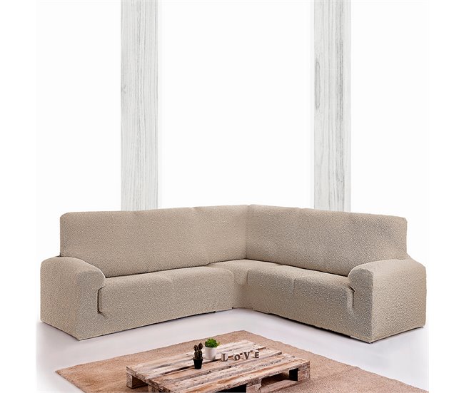 Conforama Funda Sofá Bielastica Adaptable Rinconera Modelo Roc 3 + 2 Beige