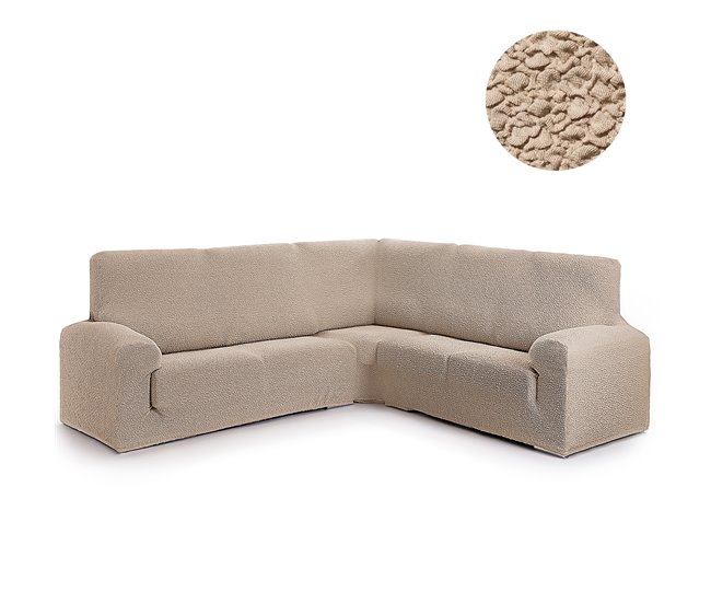Conforama Funda Sofá Bielastica Adaptable Rinconera Modelo Roc 3 + 2 Beige