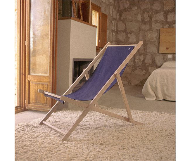 Conforama Hamaca De Madera De Haya Plegable Sin Brazos Estructura Sin Barniz Lona Color Azul Oscuro Scalpers