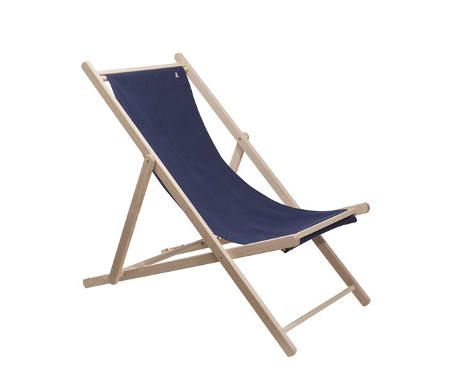 Conforama Hamaca de madera de haya plegable sin brazos estructura sin barniz lona color azul oscuro Scalpers