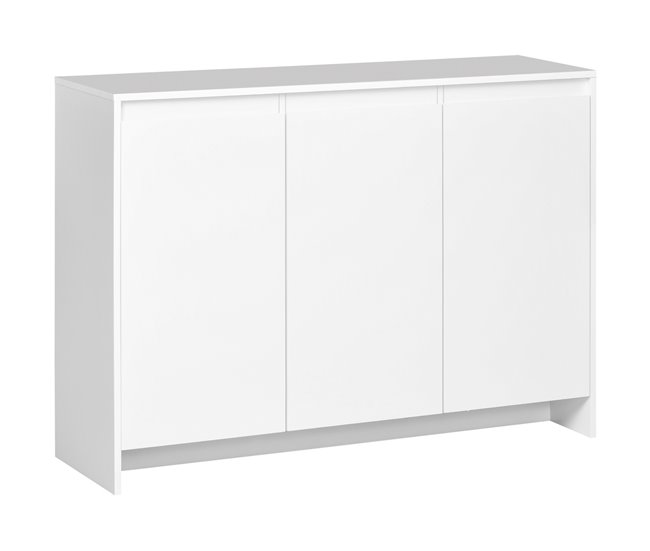 Conforama HOMCOM Aparador de Cocina Moderno Mueble Aparador con 3 Puertas Estantes Ajustables y Cierre Suave Soporte para Televisores 120x35x85 cm Blanco