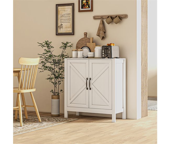 Conforama HOMCOM Aparador Para Salón Moderno Mueble De Salón Con Estante Ajustable Y Antivuelco Aparador Para Cocina Comedor Dormitorio Pasillo 80x35x85 Cm Blanco