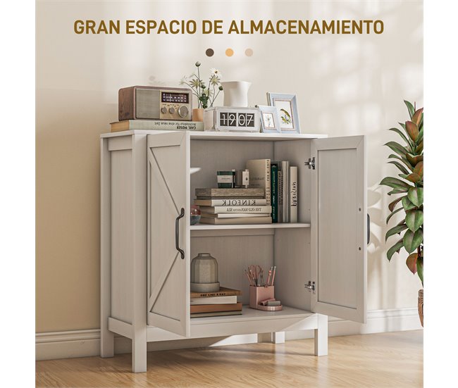 Conforama HOMCOM Aparador Para Salón Moderno Mueble De Salón Con Estante Ajustable Y Antivuelco Aparador Para Cocina Comedor Dormitorio Pasillo 80x35x85 Cm Blanco