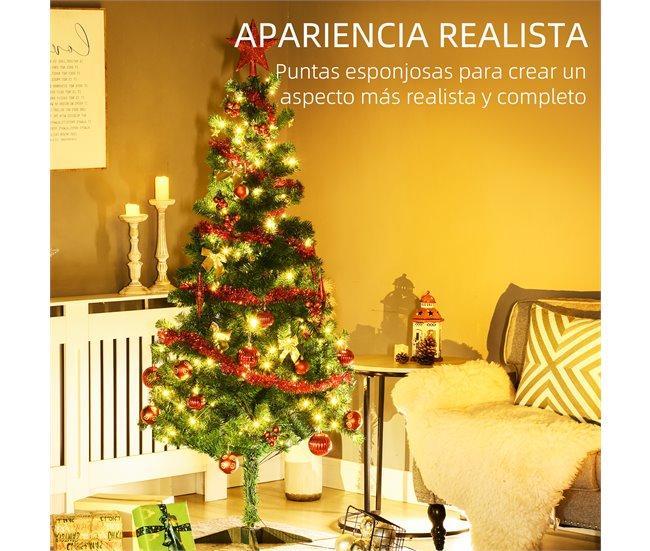 Conforama HOMCOM Árbol De Navidad Artificial 180 Cm Con 150 Luces LED Con 8 Modos De Iluminación Árbol De Navideño De 480 Ramas Con 100 Decoraciones Soporte De Acero Ø86x180 Cm Verde