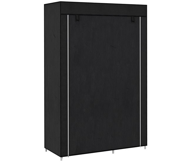 Conforama HOMCOM Armario de Tela Plegable Armario de Ropa Organizador Ropero Portátil con 6 Estantes y 1 Barra para Colgar para Dormitorio Vestidor 103x43x162 5 cm Negro