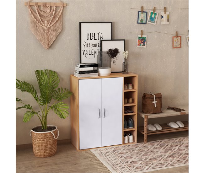 Conforama HOMCOM Armario Gabinete Consola Armario Bajo Mueble Organizador De Almacenaje Multiusos De Cocina Comedor Salón Baño Con Puertas Y Estantes Ajustables 80x32x91 Cm