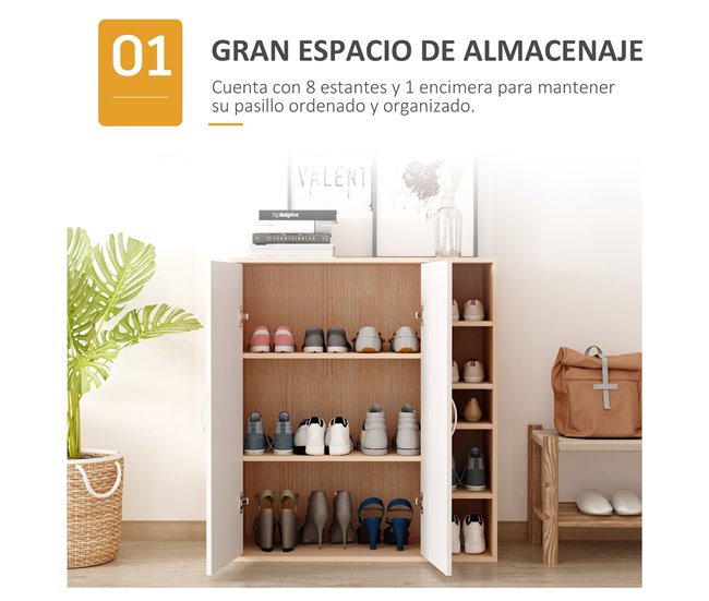 Conforama HOMCOM Armario Gabinete Consola Armario Bajo Mueble Organizador De Almacenaje Multiusos De Cocina Comedor Salón Baño Con Puertas Y Estantes Ajustables 80x32x91 Cm