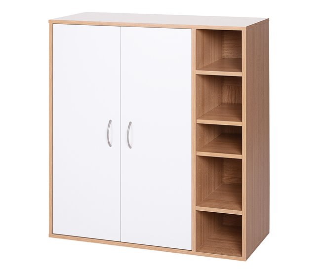 Conforama HOMCOM Armario Gabinete Consola Armario Bajo Mueble Organizador de Almacenaje Multiusos de Cocina Comedor Salón Baño con Puertas y Estantes Ajustables 80x32x91 cm