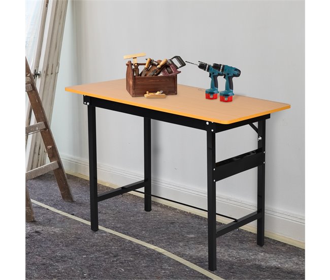 Conforama HOMCOM Banco De Trabajo Plegable Mesa De Trabajo Plegable Con Regla Transportador Carga 100 Kg 100x60x75 5 Cm Natural Y Negro