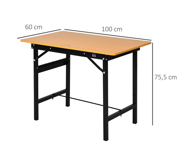 Conforama HOMCOM Banco De Trabajo Plegable Mesa De Trabajo Plegable Con Regla Transportador Carga 100 Kg 100x60x75 5 Cm Natural Y Negro