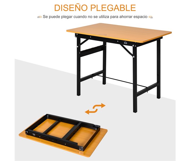 Conforama HOMCOM Banco De Trabajo Plegable Mesa De Trabajo Plegable Con Regla Transportador Carga 100 Kg 100x60x75 5 Cm Natural Y Negro