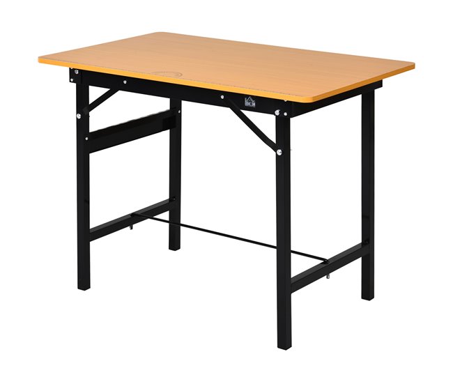 Conforama HOMCOM Banco de Trabajo Plegable Mesa de Trabajo Plegable con Regla Transportador Carga 100 kg 100x60x75 5 cm Natural y Negro