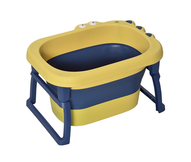 Conforama HOMCOM Bañera Plegable para Bebé de 0-6 Años Capacidad 105L Bañera Portátil para Niños con Patas Antideslizantes y Orificio de Drenaje Carga 50 kg 75 3x55 4x43 cm Amarillo y Azul