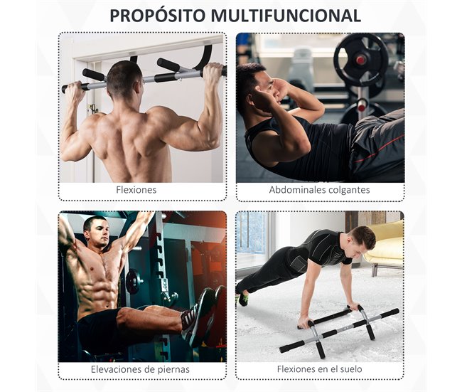 Conforama HOMCOM Barra De Dominadas En Techo Barra Para Hacer Dominadas Barra De Tracción Para Ejercicio Entrenamiento En Casa Hogar Carga 110 Kg 92x40x17 Cm Negro