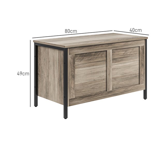 Conforama HOMCOM Baúl De Almacenaje Para Dormitorio 95 L Puff De Almacenaje Con Tapa Banco De Almacenaje Versátil Con Bisagra De Seguridad Para Pasillo Salón 80x40x49 Cm Marrón Grisáceo