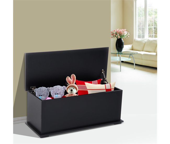 Conforama HOMCOM Baúl De Almacenamiento De Madera Arcón De Almacenamiento Con Tapa Carga Máx. 60 Kg Para Dormitorio Salón 100x40x40 Cm Negro