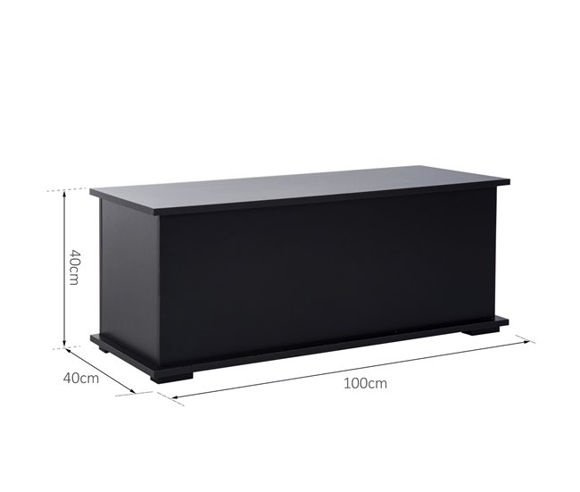 Conforama HOMCOM Baúl De Almacenamiento De Madera Arcón De Almacenamiento Con Tapa Carga Máx. 60 Kg Para Dormitorio Salón 100x40x40 Cm Negro
