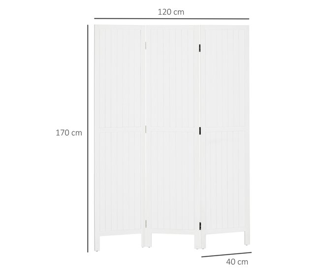 Conforama HOMCOM Biombo De 3 Paneles Divisor De Habitación Plegable 120x1 8x170 Cm Separador De Ambientes Con Pantalla De Privacidad Estilo Rústico Para Oficina Dormitorio Salón Blanco