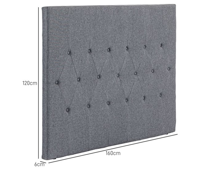 Conforama HOMCOM Cabecero De Cama 160 Cm Cabezal De Cama Tapizado En Lino 2 Formas De Uso Vertical O Montado A La Pared Cabecero Para Dormitorio Gris