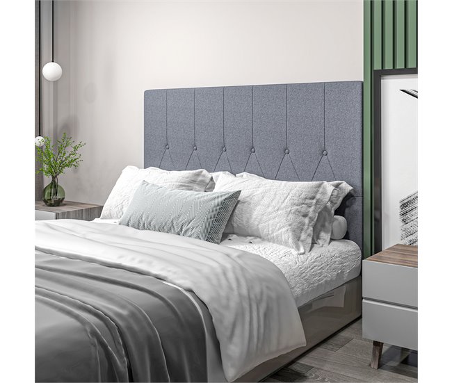 Conforama HOMCOM Cabecero De Cama 160 Cm Cabezal De Cama Tapizado En Lino 2 Formas De Uso Vertical O Montado A La Pared Cabecero Para Dormitorio Gris