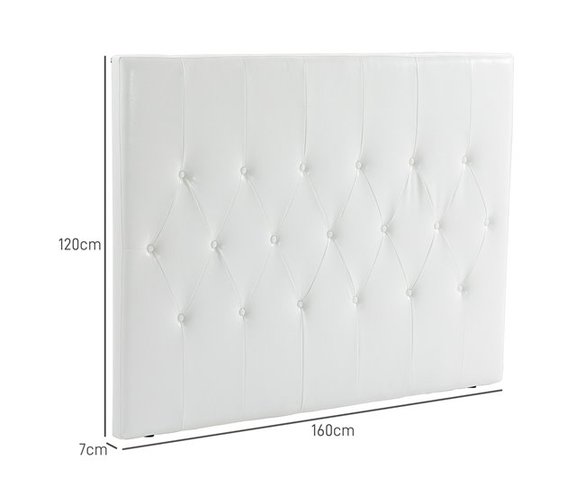 Conforama HOMCOM Cabecero De Cama 160 Cm Cabezal De Cama Tapizado En PU 2 Formas De Uso Vertical O Montado A La Pared Cabecero Para Dormitorio Blanco