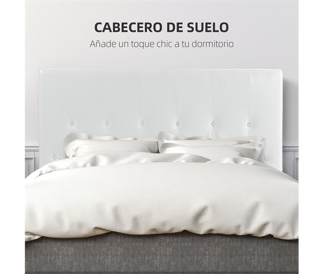 Conforama HOMCOM Cabecero De Cama 160 Cm Cabezal De Cama Tapizado En PU 2 Formas De Uso Vertical O Montado A La Pared Cabecero Para Dormitorio Blanco