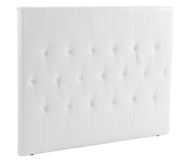 Conforama HOMCOM Cabecero de Cama 160 cm Cabezal de Cama Tapizado en PU 2 Formas de Uso Vertical o Montado a la Pared Cabecero para Dormitorio Blanco