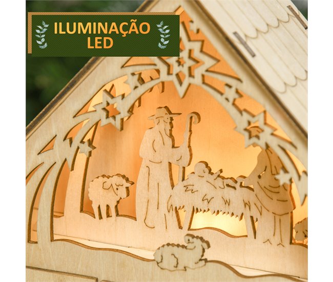 Conforama HOMCOM Calendario De Adviento De Madera Con Luces Calendario De Navidad Con 24 Cajas De Cuenta Regresiva Decoración Navideña Para Rellenar 26 6x6x30 Cm Natural