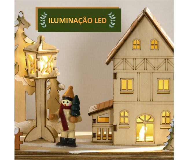 Conforama HOMCOM Calendario De Adviento Para Llenar Con Iluminación LED Y 24 Cajones Cuenta Regresiva Calendario De Adviento De Madera De Navidad Decoración En Mesa 36x9x52 Cm Natural