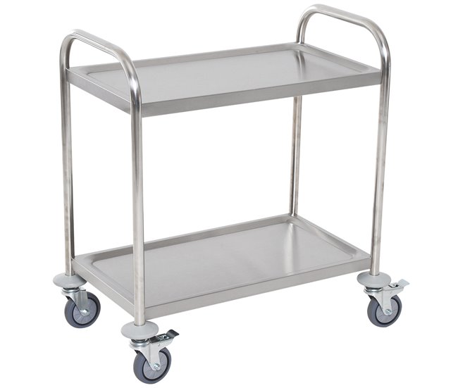 Conforama HOMCOM Carrito Auxiliar con Ruedas de Acero Inoxidable Carrito de Cocina con Bandejas y 2 Brazos para Comedor Salón 70 5x40 5x81 cm Plata